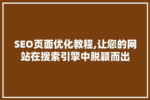 SEO页面优化教程,让您的网站在搜索引擎中脱颖而出