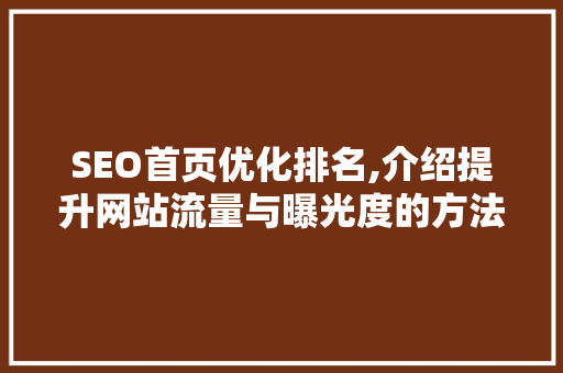 SEO首页优化排名,介绍提升网站流量与曝光度的方法