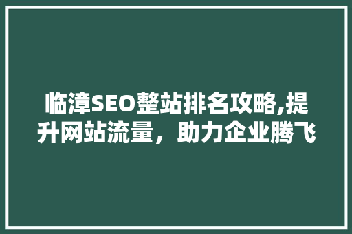 临漳SEO整站排名攻略,提升网站流量，助力企业腾飞