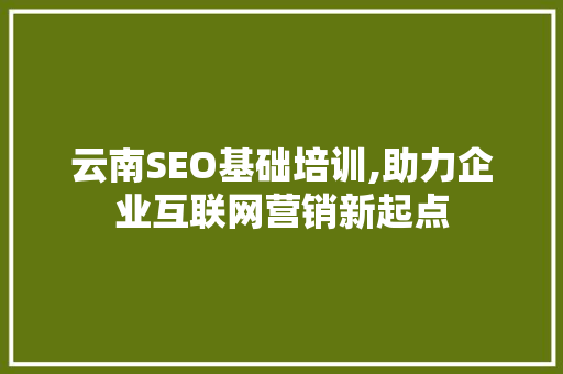 云南SEO基础培训,助力企业互联网营销新起点