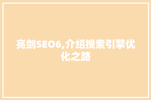 亮剑SEO6,介绍搜索引擎优化之路