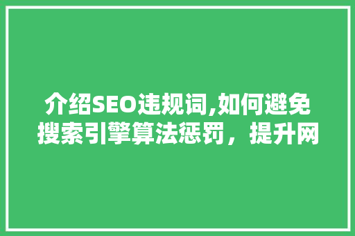 介绍SEO违规词,如何避免搜索引擎算法惩罚，提升网站排名