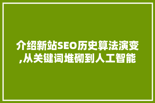 介绍新站SEO历史算法演变,从关键词堆砌到人工智能赋能
