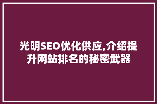 光明SEO优化供应,介绍提升网站排名的秘密武器
