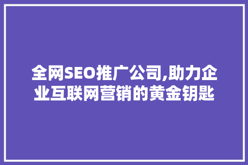 全网SEO推广公司,助力企业互联网营销的黄金钥匙