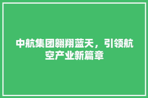 中航集团翱翔蓝天，引领航空产业新篇章
