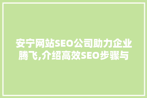 安宁网站SEO公司助力企业腾飞,介绍高效SEO步骤与实战方法
