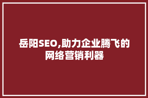岳阳SEO,助力企业腾飞的网络营销利器