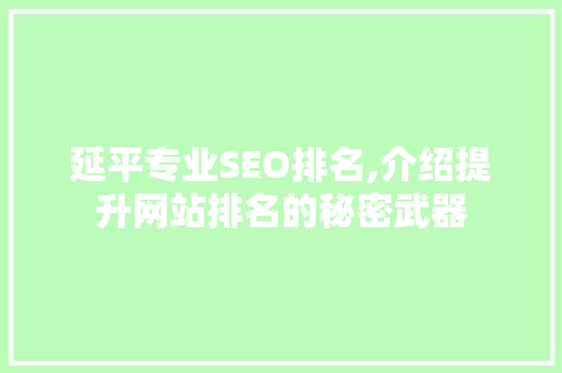 延平专业SEO排名,介绍提升网站排名的秘密武器