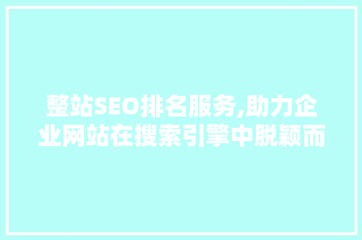 整站SEO排名服务,助力企业网站在搜索引擎中脱颖而出