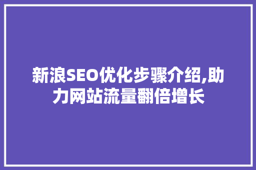 新浪SEO优化步骤介绍,助力网站流量翻倍增长