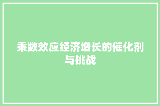 乘数效应经济增长的催化剂与挑战
