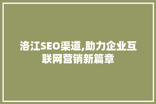洛江SEO渠道,助力企业互联网营销新篇章  第1张