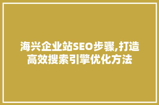 海兴企业站SEO步骤,打造高效搜索引擎优化方法