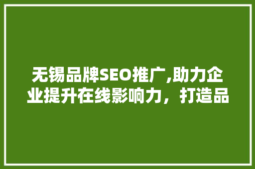无锡品牌SEO推广,助力企业提升在线影响力，打造品牌新高度