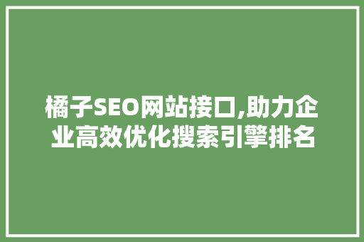 橘子SEO网站接口,助力企业高效优化搜索引擎排名