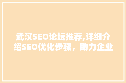 武汉SEO论坛推荐,详细介绍SEO优化步骤，助力企业互联网营销