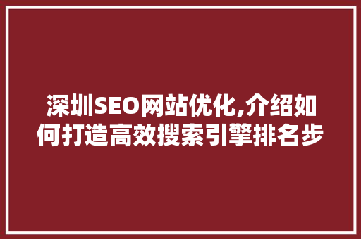 深圳SEO网站优化,介绍如何打造高效搜索引擎排名步骤  第1张