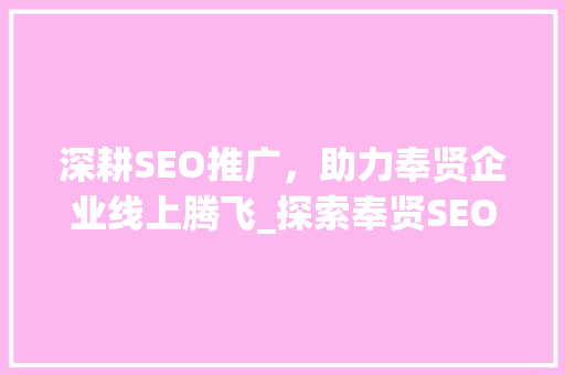 深耕SEO推广，助力奉贤企业线上腾飞_探索奉贤SEO服务之路