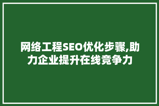 网络工程SEO优化步骤,助力企业提升在线竞争力