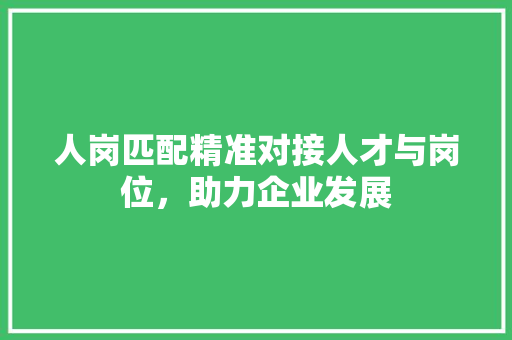 人岗匹配精准对接人才与岗位，助力企业发展