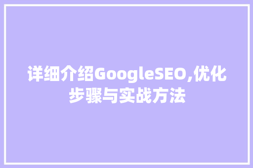 详细介绍GoogleSEO,优化步骤与实战方法