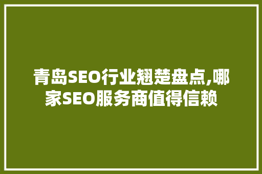 青岛SEO行业翘楚盘点,哪家SEO服务商值得信赖