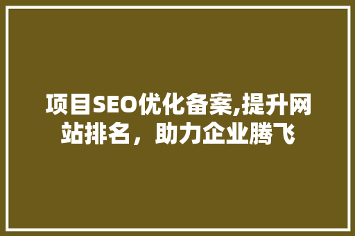 项目SEO优化备案,提升网站排名，助力企业腾飞