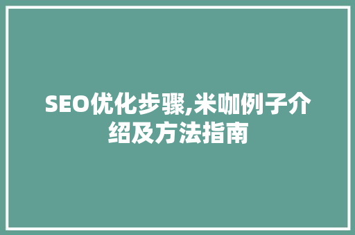 SEO优化步骤,米咖例子介绍及方法指南