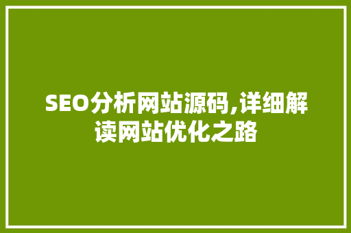 SEO分析网站源码,详细解读网站优化之路  第1张
