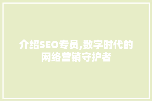 介绍SEO专员,数字时代的网络营销守护者