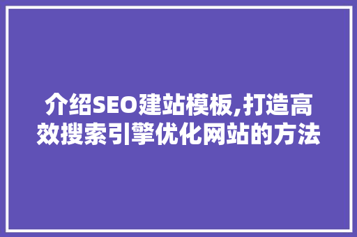 介绍SEO建站模板,打造高效搜索引擎优化网站的方法