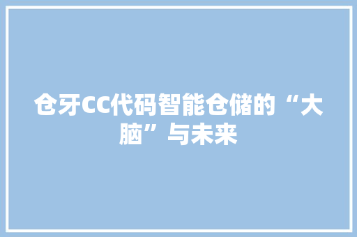 仓牙CC代码智能仓储的“大脑”与未来