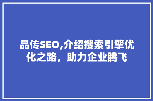 品传SEO,介绍搜索引擎优化之路，助力企业腾飞