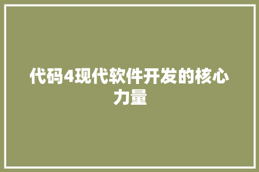 代码4现代软件开发的核心力量