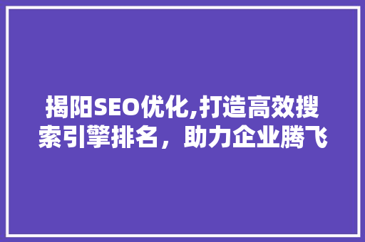 揭阳SEO优化,打造高效搜索引擎排名，助力企业腾飞