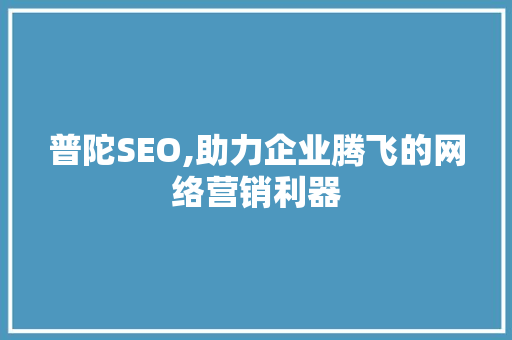 普陀SEO,助力企业腾飞的网络营销利器