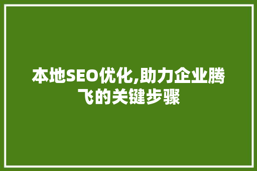 本地SEO优化,助力企业腾飞的关键步骤
