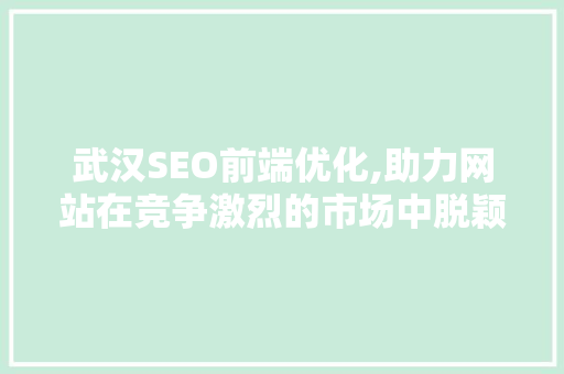 武汉SEO前端优化,助力网站在竞争激烈的市场中脱颖而出
