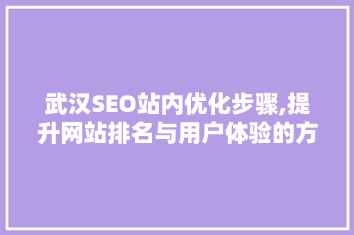 武汉SEO站内优化步骤,提升网站排名与用户体验的方法