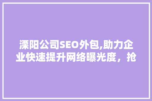 溧阳公司SEO外包,助力企业快速提升网络曝光度，抢占市场先机