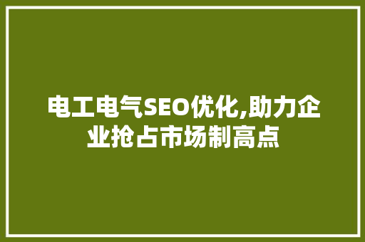 电工电气SEO优化,助力企业抢占市场制高点