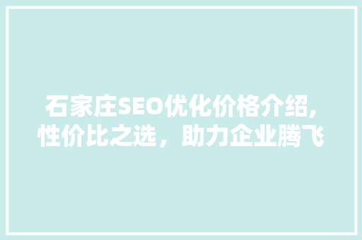 石家庄SEO优化价格介绍,性价比之选，助力企业腾飞