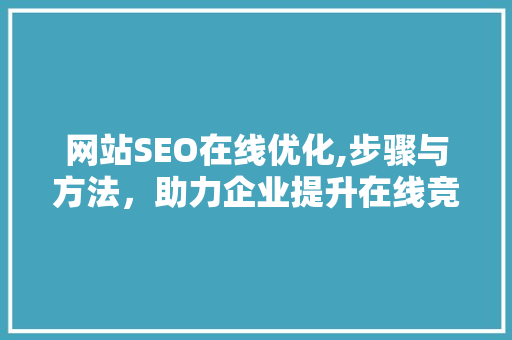 网站SEO在线优化,步骤与方法，助力企业提升在线竞争力