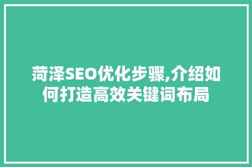 菏泽SEO优化步骤,介绍如何打造高效关键词布局