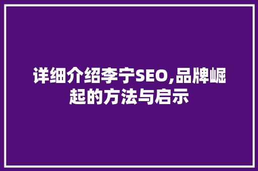 详细介绍李宁SEO,品牌崛起的方法与启示