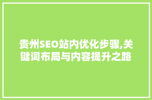 贵州SEO站内优化步骤,关键词布局与内容提升之路