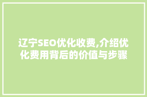 辽宁SEO优化收费,介绍优化费用背后的价值与步骤