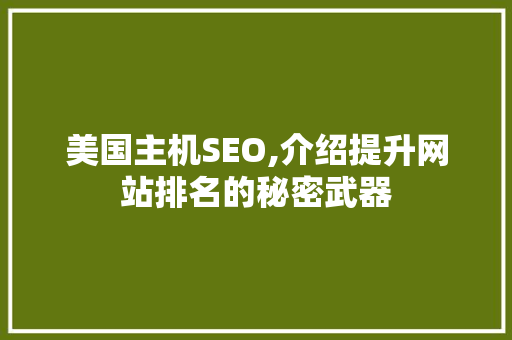 美国主机SEO,介绍提升网站排名的秘密武器