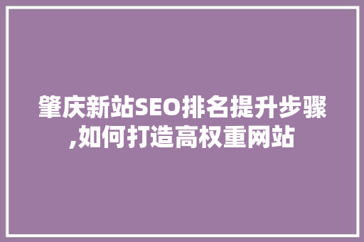 肇庆新站SEO排名提升步骤,如何打造高权重网站